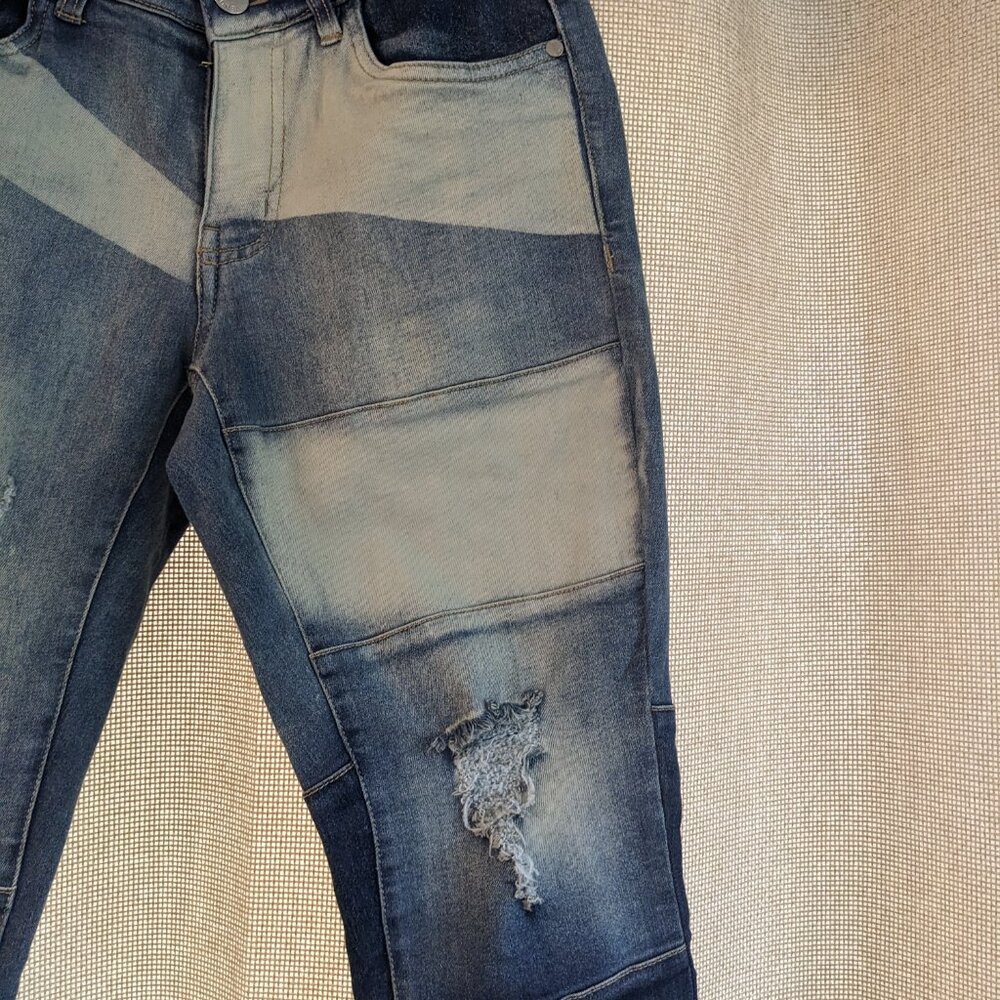 VENUS Patchwork Pattern Jeans, Distressed, 5 Pock… - image 10